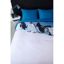 Foto van Ambiante dekbedovertrek penguins - blauw - 200x200/220 cm - leen bakker