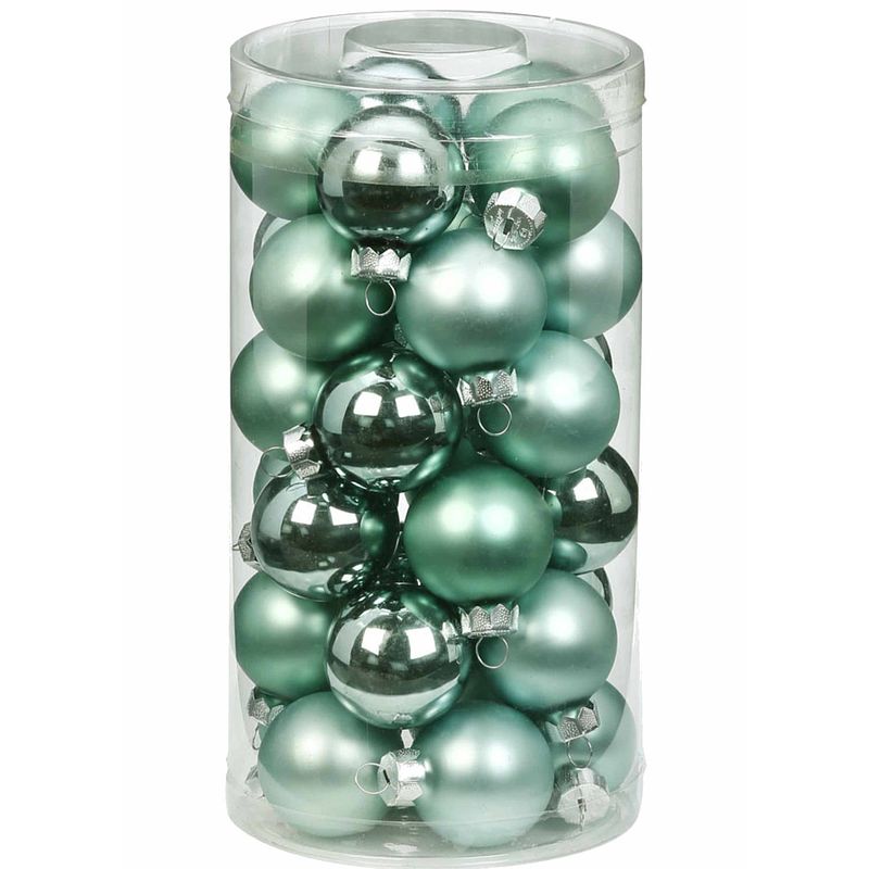 Foto van 30x mint groene kleine glazen kerstballen 4 cm glans en mat - kerstbal