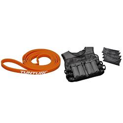 Foto van Tunturi - fitness set - weerstandsband oranje - extra light - gewichtvest 10 kg