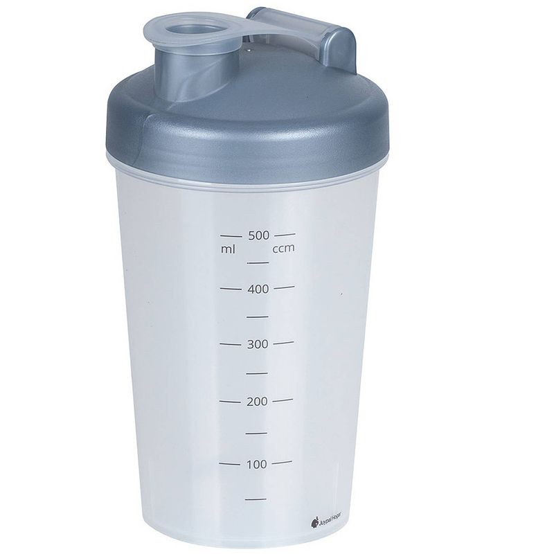 Foto van Juypal shakebeker/shaker/bidon - 600 ml - grijs - kunststof - shakebekers