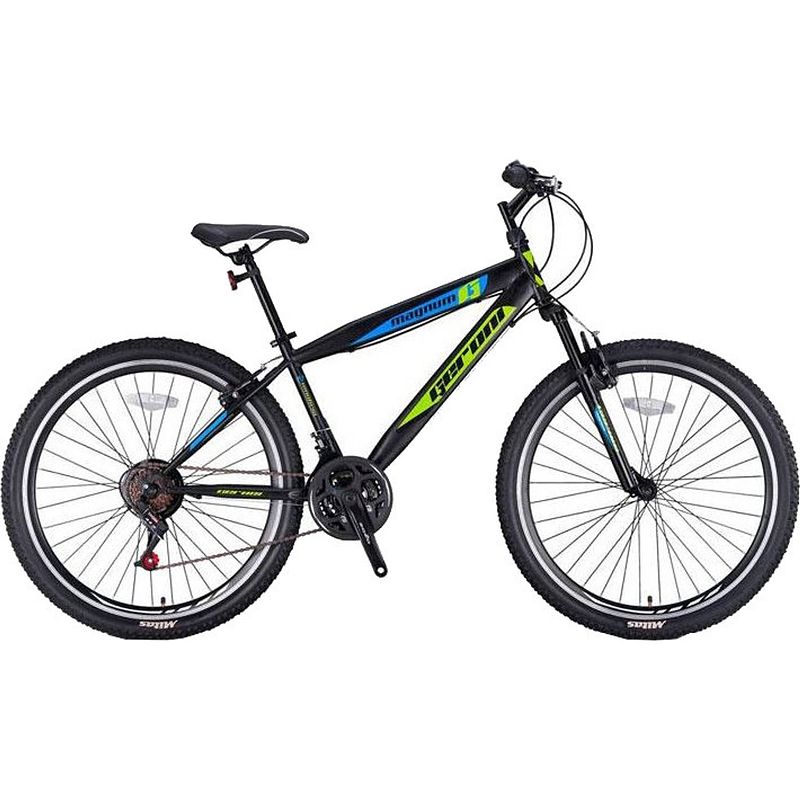 Foto van Geroni hardtail mountainbike magnum 26 inch 39 cm junior 21v v-brakes zwart/groen