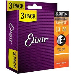 Foto van Elixir 16546 3-pack phosphor bronze nanoweb 13-56 (16102)