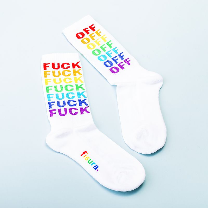Foto van Fuck off sokken - regenboog