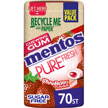 Foto van Mentos gum pure fresh strawberry value pack 70 stuks 140g bij jumbo