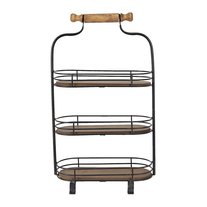 Foto van Haes deco - etagère 3 laags - 31x17x53 cm - zwart - metaal - taartplateau, serveerschaal, fruitschaal