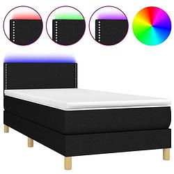 Foto van The living store bed boxspring - led - 90x200 cm - zwart