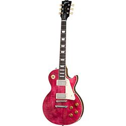 Foto van Gibson original collection les paul standard 50s figured top translucent fuchsia elektrische gitaar met koffer