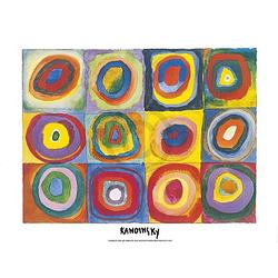 Foto van Wassily kandinsky - farbstudie quadrate kunstdruk 80x60cm