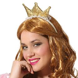 Foto van Atosa verkleed diadeem kroon - goud - mini hoedje - meisjes/dames - prinses/koningin - verkleedhoofddeksels