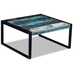 Foto van The living store salontafel antieke stijl 80x80x40 cm - massief gerecycled hout en ijzer