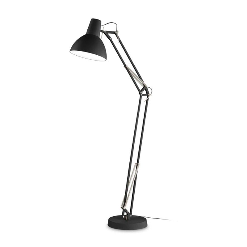 Foto van Landelijke vloerlamp - ideal lux wally - metaal - e27 - zwart