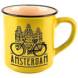 Foto van Matix mok amsterdam bike 250 ml 8 cm keramiek geel/zwart