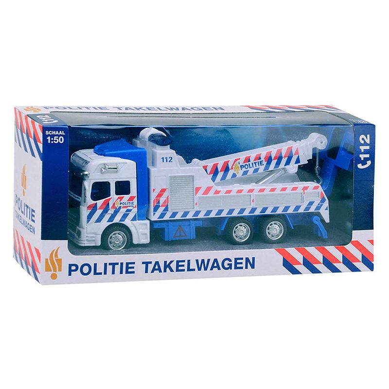 Foto van Johntoy 1-1-2 pull-back politie takelwagen