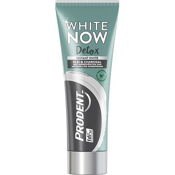 Foto van 2+1 gratis | prodent white now whitening tandpasta detox klei & charcoal 75ml aanbieding bij jumbo