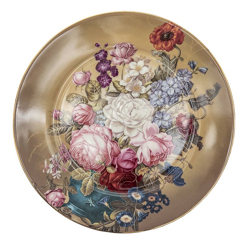 Foto van Clayre & eef servies ontbijtbord ø 20*2 cm bruin keramiek rond bloemen eetbord bruin eetbord