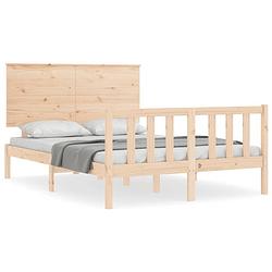 Foto van The living store grenenhouten bed - 195.5 x 125.5 x 82.5 cm - multiplex lattenbodem