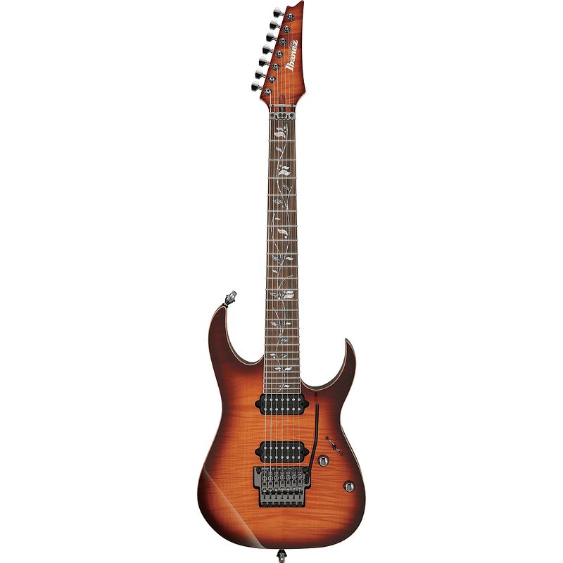 Foto van Ibanez j.custom rg8527-bsr brownish sphalerite 7-snarige elektrische gitaar met koffer en certificaat