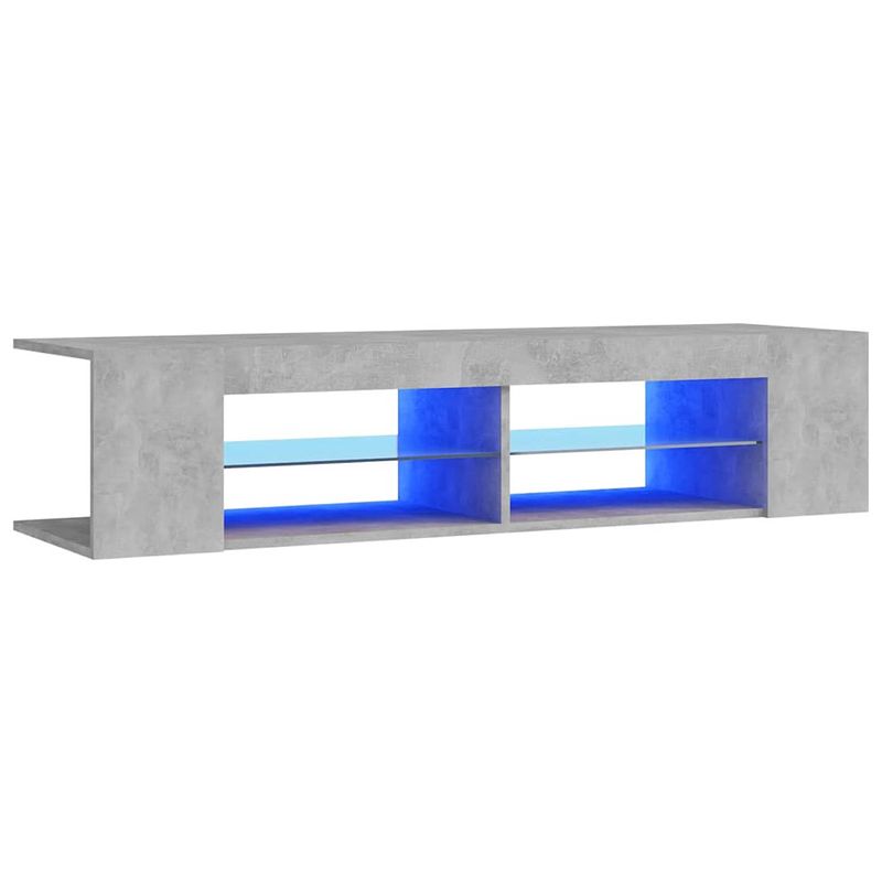 Foto van The living store tv-meubel betongrijs 135x39x30 cm - led verlichting