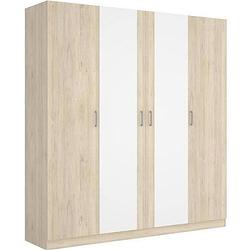 Foto van Kleerkast 4 deuren + spiegels - eiken decor - l 200 x d 52 x h 215 cm - maxi