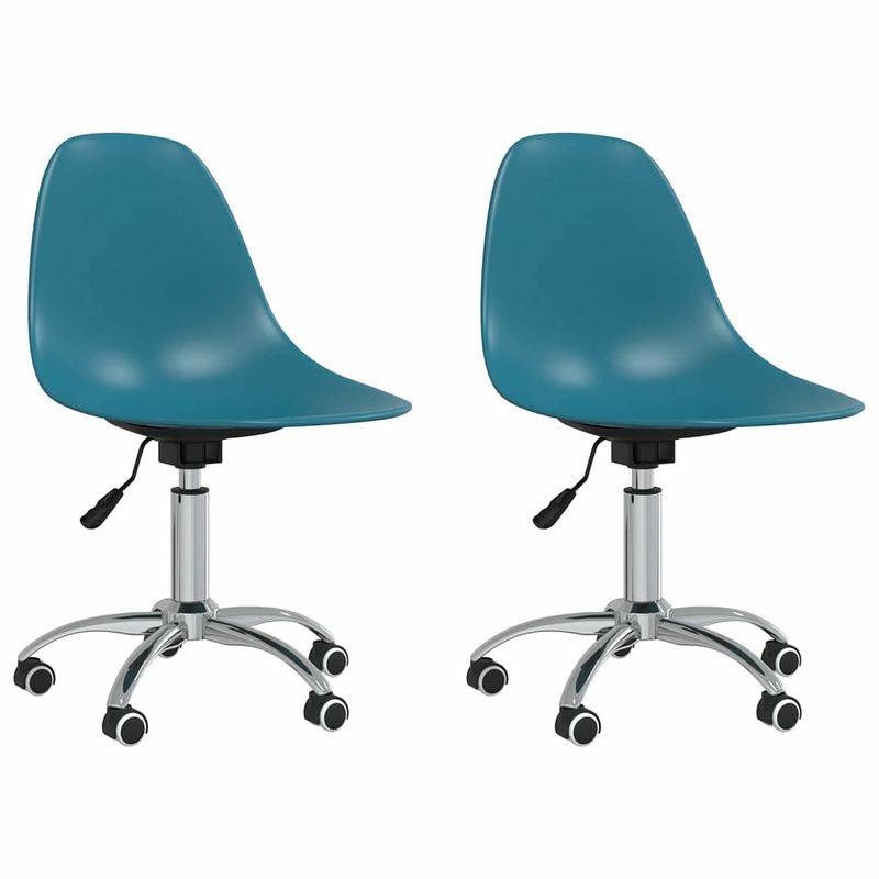 Foto van Vidaxl eetkamerstoelen draaibaar 2 st polypropeen turquoise