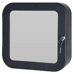 Foto van Medicijnkastje zwart met spiegel en slot 32 x 32 cm - medicijnkastjes