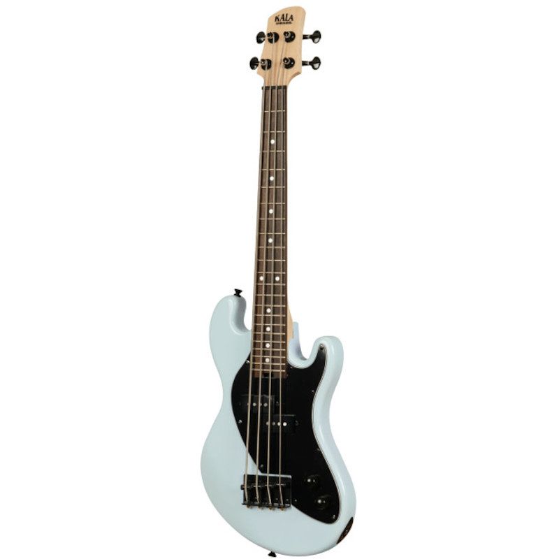 Foto van Kala solid body 4-string fretted u-bass powder blue elektrische basgitaar met gigbag