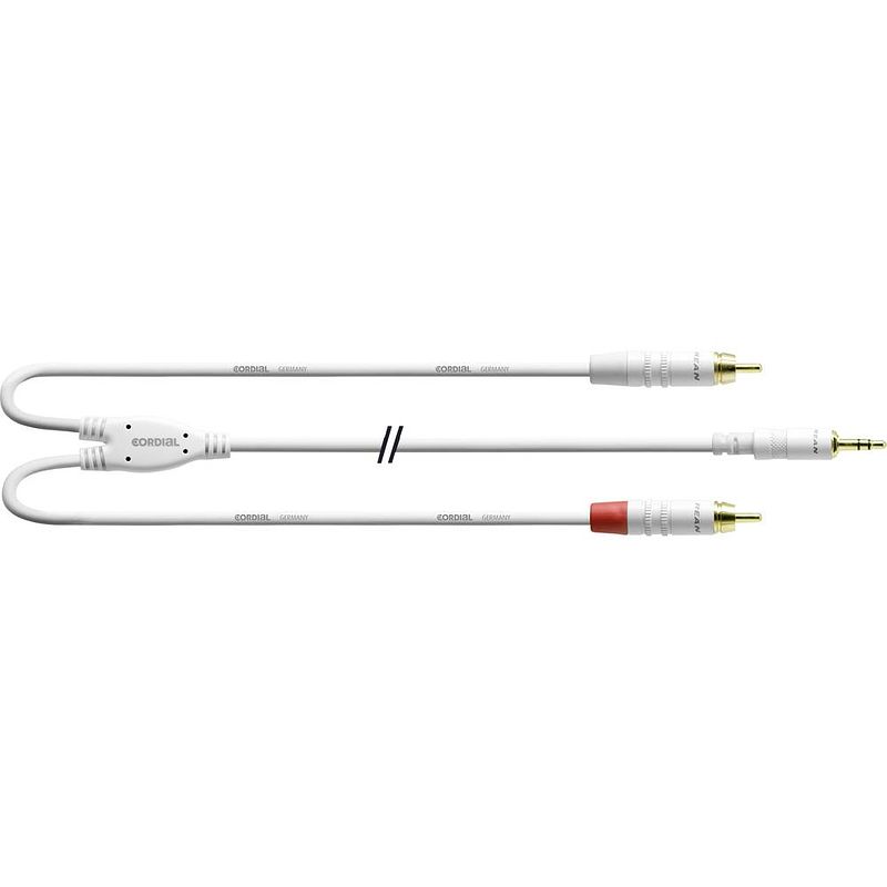 Foto van Cordial cordial audio adapterkabel [1x jackplug male 3,5 mm - 2x cinch-stekker] 3.00 m wit