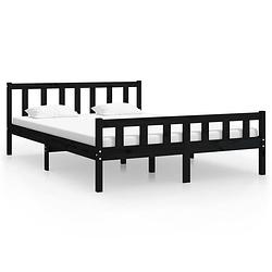 Foto van The living store bedframe grenenhout - zwart - 205.5 x 125.5 x 69.5 cm - 120 x 200 cm - montage vereist