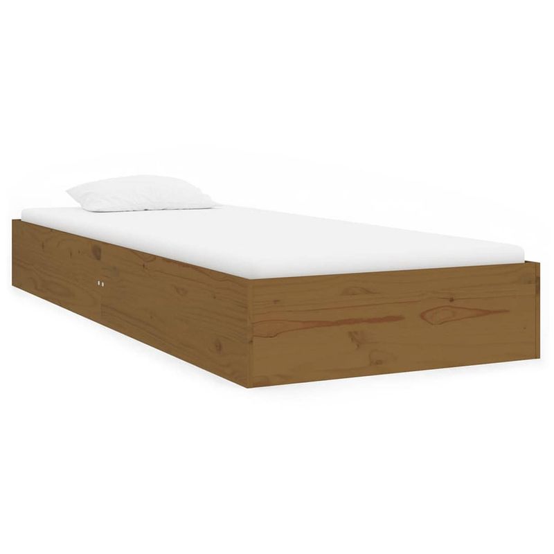 Foto van Vidaxl bedframe massief hout honingbruin 75x190 cm 2ft6 small single