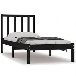 Foto van The living store houten bedframe zwart - 205.5 x 106 x 100 cm - massief grenenhout