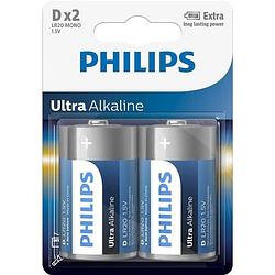 Foto van Philips batterijen d/lr20 ultra alkaline 2 stuks