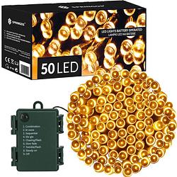 Foto van Kerstverlichting 5,5 m batterij 50 led warm wit