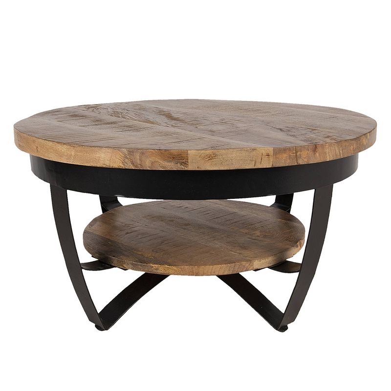 Foto van Clayre & eef salontafel ø 65x35 cm bruin hout rond bijzettafel salon tafel koffietafel bruin bijzettafel salon tafel