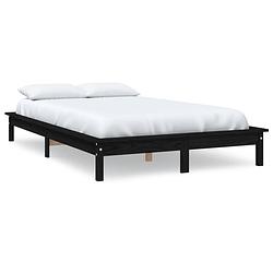 Foto van The living store houten bedframe - massief grenenhout - 135 x 190 cm - zwart