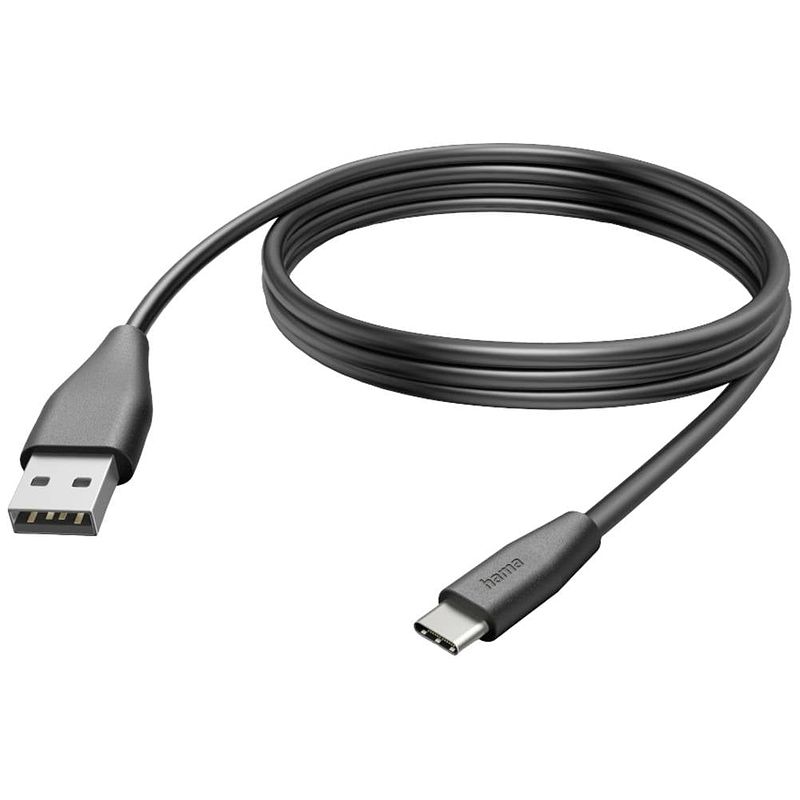 Foto van Hama usb-laadkabel usb 2.0 usb-a stekker, usb-c stekker 3 m zwart 00201597