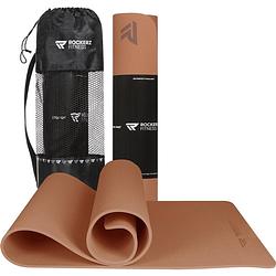 Foto van Yoga mat - fitness mat terracotta - yogamat anti slip & eco - extra dik - duurzaam tpe materiaal - incl draagtas