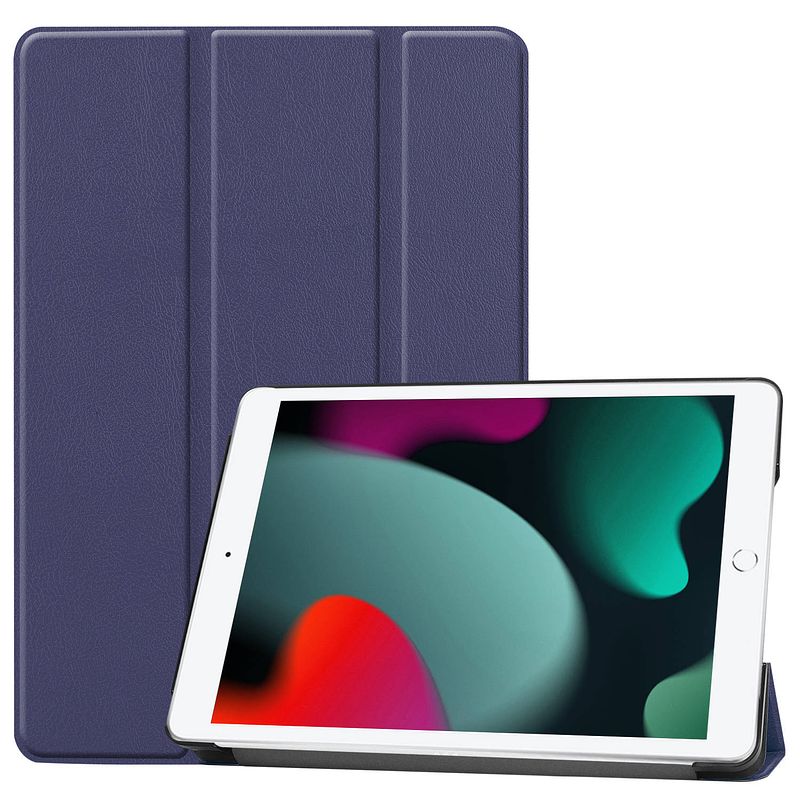 Foto van Basey ipad 10.2 2019 hoes book case hoesje - ipad 10.2 2019 hoesje hard cover case hoes - donkerblauw