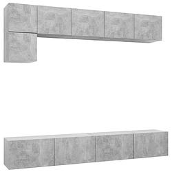 Foto van The living store televisiemeubelset betongrijs 60x30x30 cm - 80x30x30 cm - 100x30x30 cm - wandbevestiging -