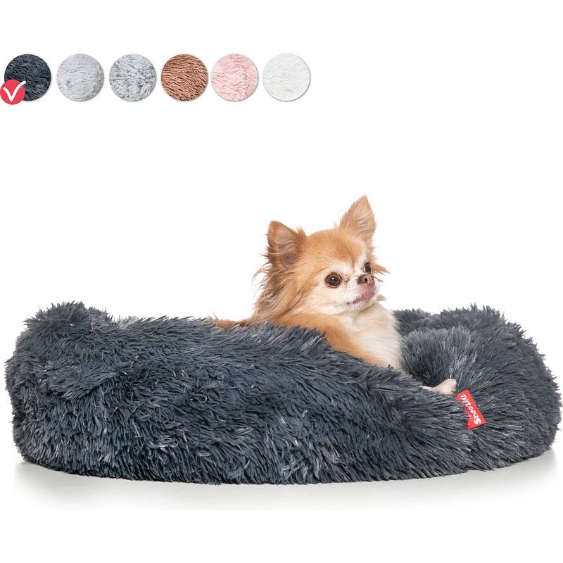 Foto van Snoozle donut hondenmand - zacht en luxe hondenkussen - wasbaar - fluffy - hondenmanden - 50cm - grijs