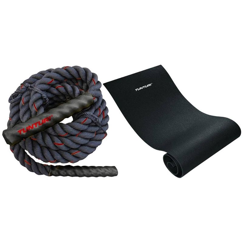 Foto van Tunturi - fitness set - battle rope 9 meter - fitnessmat 160 x 60 x 0,7 cm