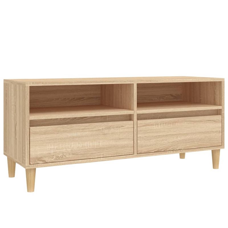 Foto van The living store tv-kast classic - sonoma eiken - 100 x 34.5 x 44.5 cm - duurzaam hout - veel opbergruimte