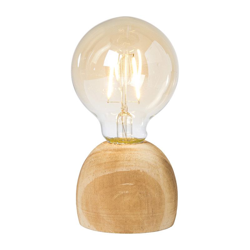 Foto van Led lamp houten voet - hout/glas - ø8x13.5 cm