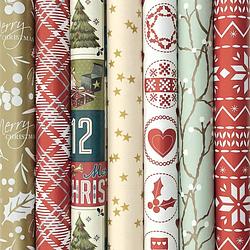 Foto van Benza assortiment cadeaupapier inpakpapier voor kerstmis kerstpapier k12 - 2 meter x 70 cm - 7 rollen