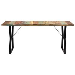 Foto van The living store retro gerecycled houten eetkamertafel - 180 x 90 x 76 cm - vintage charme