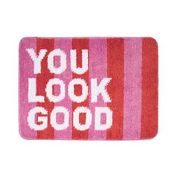 Foto van Badmat you look good - roze/oranje/wit - 50x70 cm