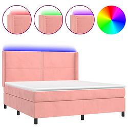 Foto van Vidaxl boxspring met matras en led fluweel roze 180x200 cm