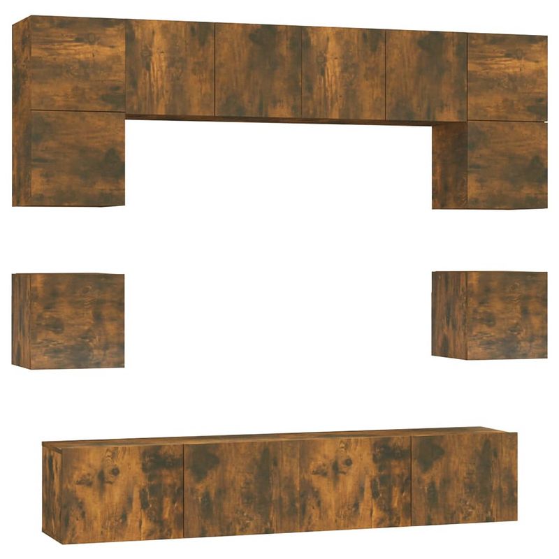 Foto van The living store tv-meubelset x - tv-meubels van bewerkt hout - 4x 60x30x30cm - 2x 80x30x30cm - 2x 30.5x30x30cm