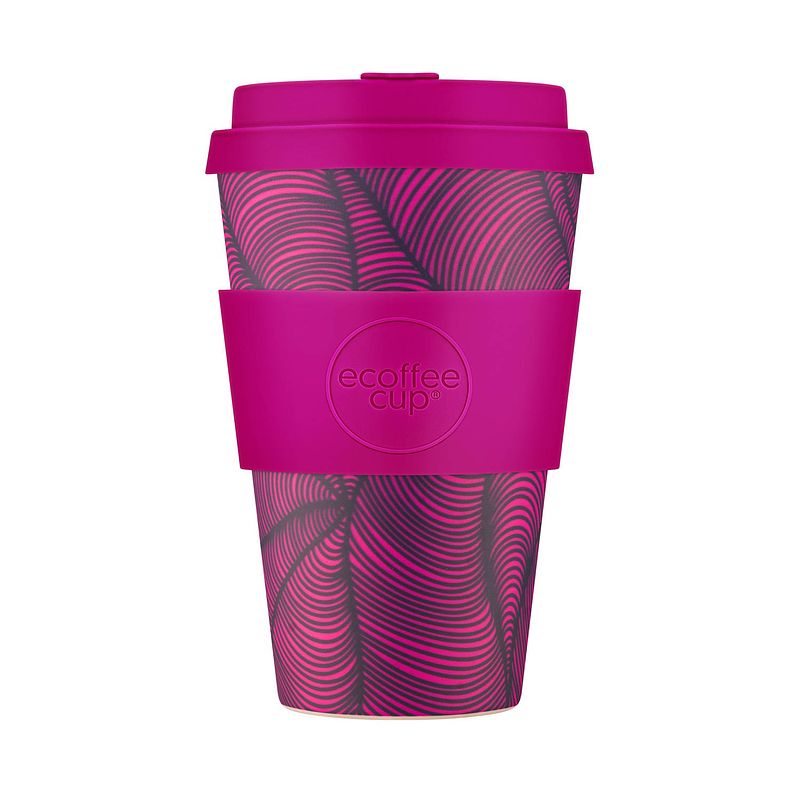 Foto van Ecoffee cup otrobanda pla - koffiebeker to go 400 ml - fuchsia siliconen