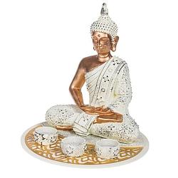 Foto van Boeddha beeld met waxinelichthouders voor binnen 29 cm - beeldjes