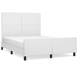 Foto van Vidaxl bedframe met hoofdbord kunstleer wit 140x190 cm